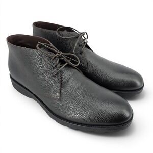 A. Testoni Diffusion Black Pebbled Leather Chukka Boots Men's 10 Made in Italy